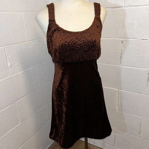 Vintage Y2K Velvet On the Run 90s Dress‎ Brown M Club Party USA